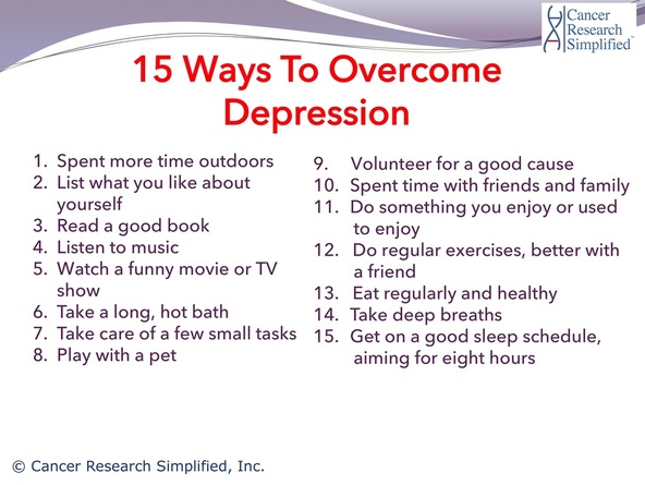 15 ways to overcome depression - Cancer Research Simplified 