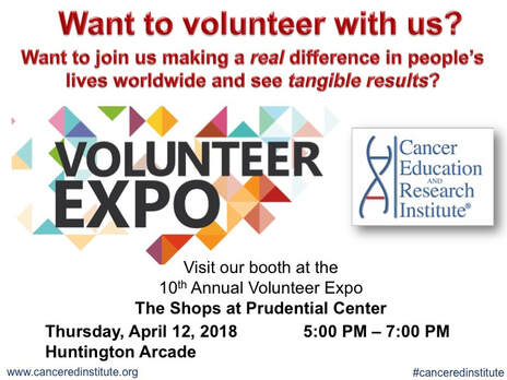 Visit our booth at the Volunteer Expo - Cancer Education and Research Institute (CERI) 