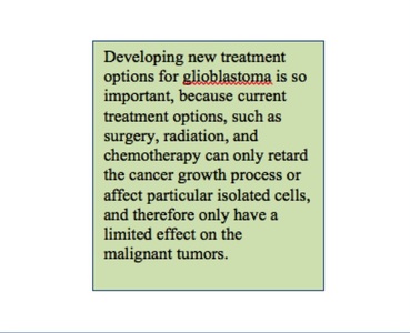 Development of treatments for glioblastoma