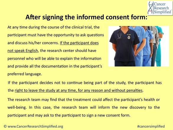 informed consent form - clinical trials - Cancer Research Simplified 