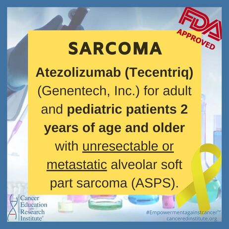 FDA grants approval to atezolizumab for alveolar soft part sarcoma | Cancer Education and Research Institute (CERI)